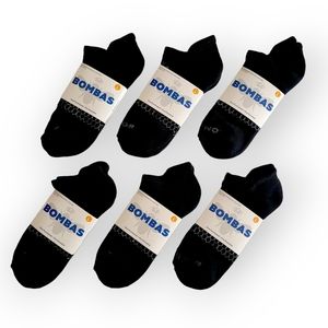 BOMBAS Ankle Sock Tech 6Pck Large Solid Black Honeycomb Arch Support